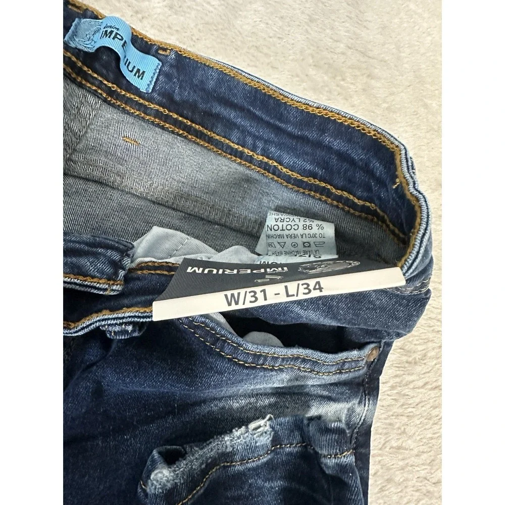 New Imperium Mens Distressed Ripped Skinny Jeans 31x34 Act 28x30‎